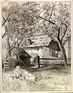 Motif de Podkoren avec un enfant au premier plan - Ladislav Benesch